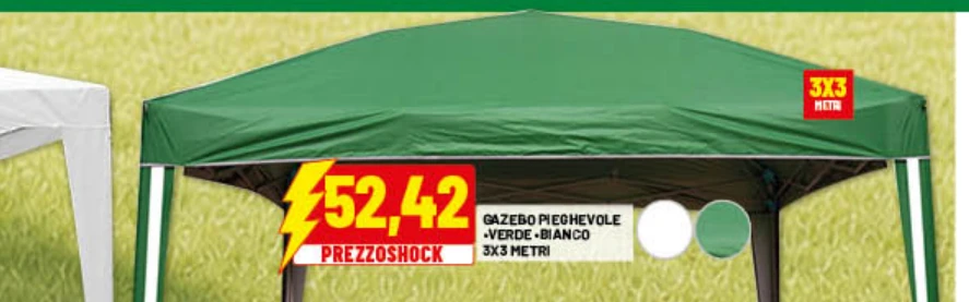 Gazebo pieghevole verde / bianco 3 x 3 metri