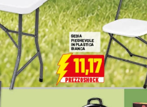 Sedia pieghevole in plastica bianca