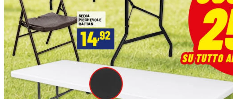 Sedia pieghevole rattan