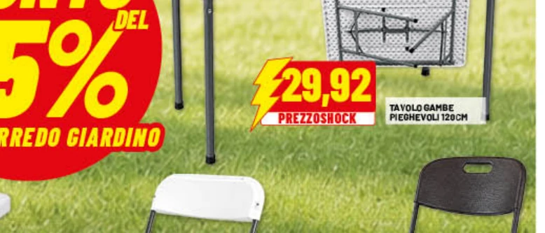 Tavolo con gambe pieghevoli 120 cm