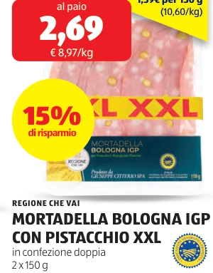 MORTADELLA BOLOGNA IGP CON PISTACCHIO XXL