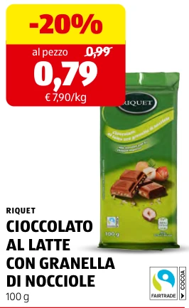 CIOCCOLATO AL LATTE CON GRANELLA DI NOCCIOLE - Riquet
