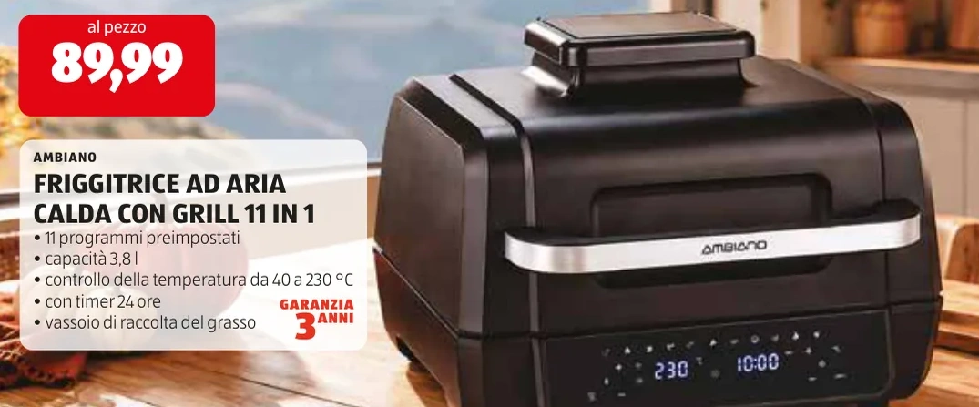 FRIGGITRICE AD ARIA CALDA CON GRILL 11 IN 1 - Ambiano