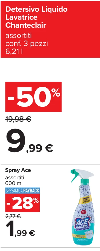 Detersivo Liquido Lavatrice Chanteclair assortiti conf. 3 pezzi 6,21 l