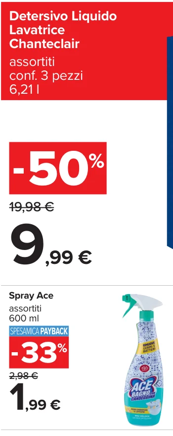 Detersivo Liquido Lavatrice Chanteclair assortiti conf. 3 pezzi 6,21 l