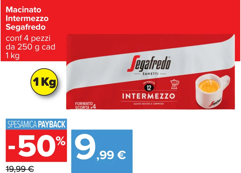 Macinato Intermezzo Segafredo conf 4 pezzi da 250 g cad 1 kg