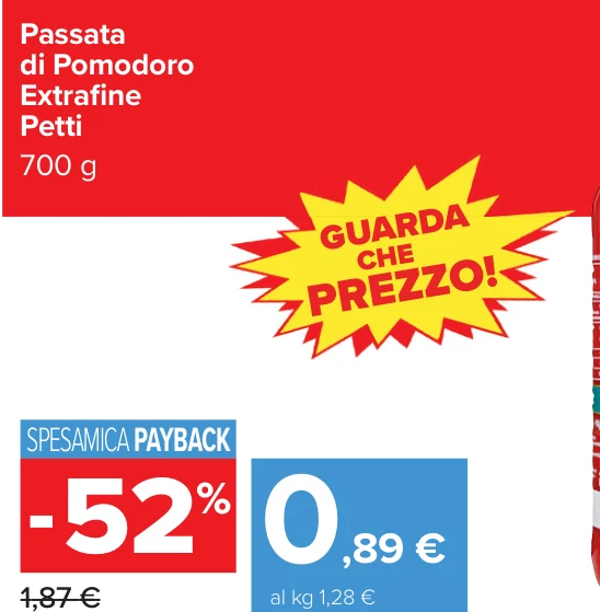 Passata di Pomodoro Extraﬁne Petti 700 g
