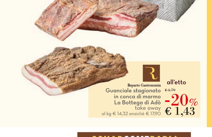 Guanciale stagionato in conca di marmo La Bottega di Adò