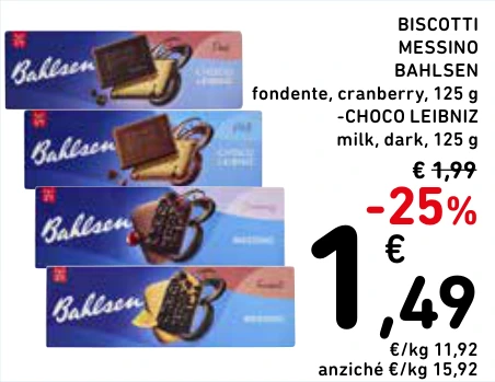 BISCOTTI MESSINO BAHLSEN -CHOCO LEIBNIZ