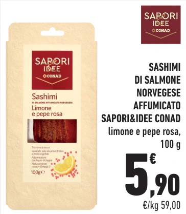 SASHIMI DI SALMONE NORVEGESE AFFUMICATO SAPORI&IDEE CONAD