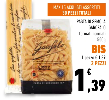 PASTA DI SEMOLA GAROFALO 30 PEZZI TOTALI