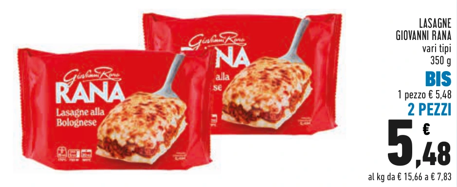LASAGNE GIOVANNI RANA BIS 2 PEZZI
