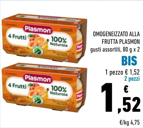 OMOGENEIZZATO ALLA FRUTTA PLASMON BIS