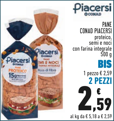 PANE CONAD PIACERSI BIS 2 PEZZI