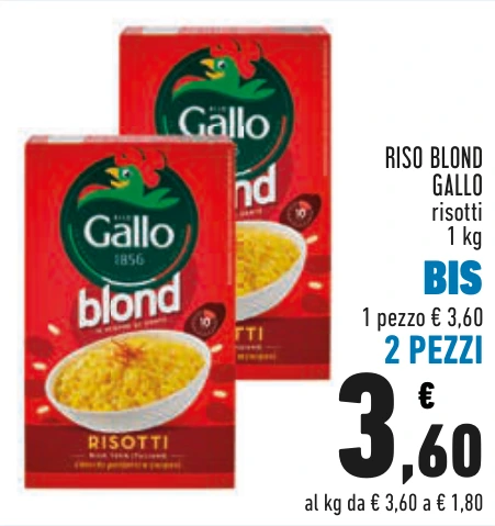 RISO BLOND GALLO BIS 2 PEZZI