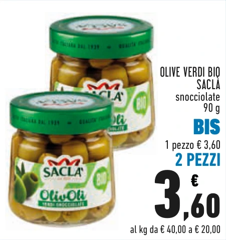 OLIVE VERDI BIO SACLÀ BIS 2 PEZZI