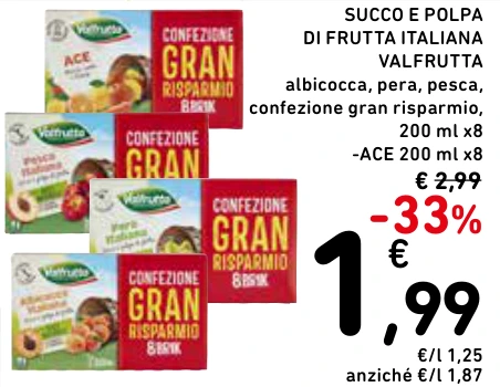 SUCCO E POLPA DI FRUTTA ITALIANA VALFRUTTA
