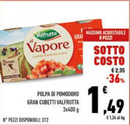 POLPA DI POMODORO GRAN CUBETTI VALFRUTTA