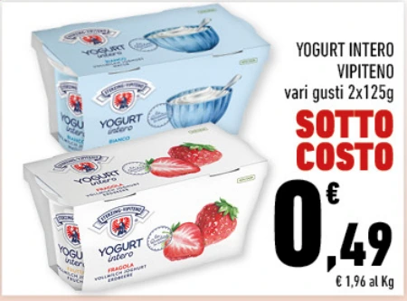 Yogurt intero Vipiteno vari gusti 2x125g