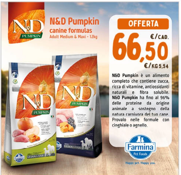 N&D Pumpkin canine formulas Adult Medium & Maxi 12 kg - Farmina