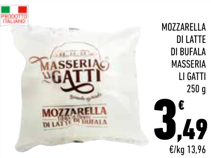 MOZZARELLA DI LATTE DI BUFALA MASSERIA LI GATTI
