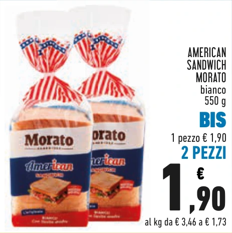 AMERICAN SANDWICH MORATO BIS 2 PEZZI