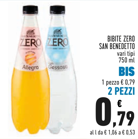BIBITE ZERO SAN BENEDETTO BIS 2 PEZZI