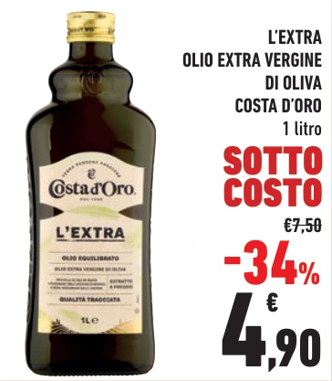 L’EXTRA OLIO EXTRA VERGINE DI OLIVA COSTA D’ORO