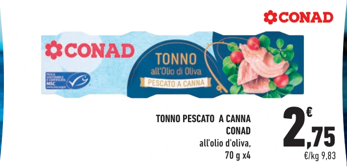 TONNO PESCATO A CANNA CONAD