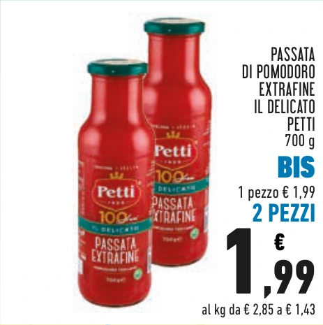 PASSATA DI POMODORO EXTRAFINE IL DELICATO PETTI BIS 2 PEZZI