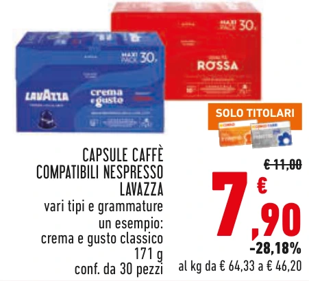 CAPSULE CAFFÈ COMPATIBILI NESPRESSO LAVAZZA