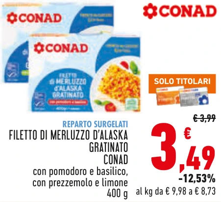 FILETTO DI MERLUZZO D’ALASKA GRATINATO CONAD