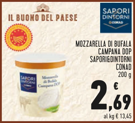 MOZZARELLA DI BUFALA CAMPANA DOP SAPORI&DINTORNI CONAD