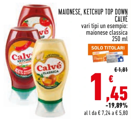 MAIONESE, KETCHUP TOP DOWN CALVÉ