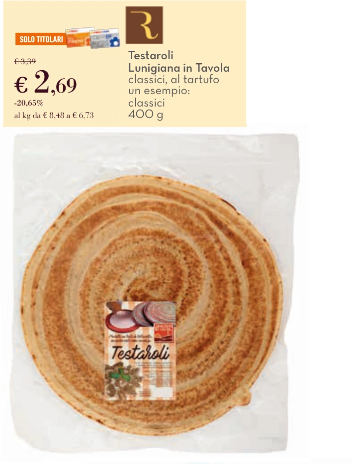 Testaroli Lunigiana in Tavola classici 400 g