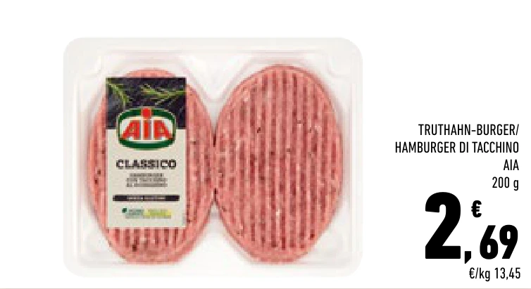 TRUTHAHN-BURGER / HAMBURGER DI TACCHINO AIA