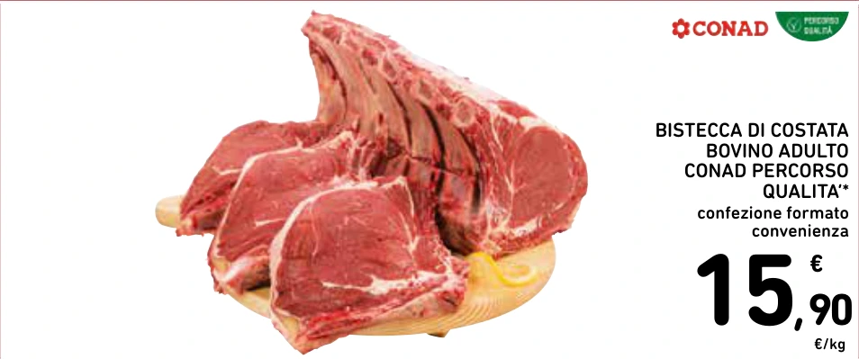 BISTECCA DI COSTATA BOVINO ADULTO CONAD PERCORSO QUALITA’*