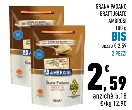 GRANA PADANO GRATTUGIATO AMBROSI BIS 2 PEZZI