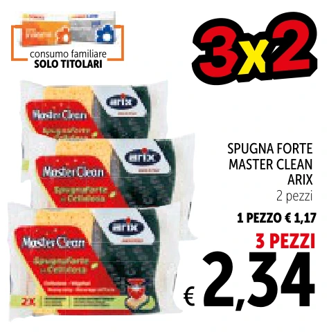 SPUGNA FORTE MASTER CLEAN ARIX 3 PEZZI