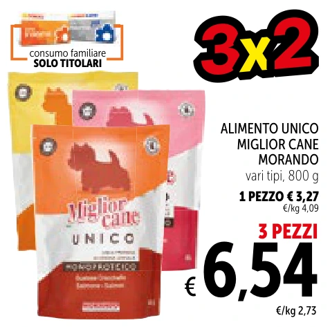 ALIMENTO UNICO MIGLIOR CANE MORANDO 3 PEZZI