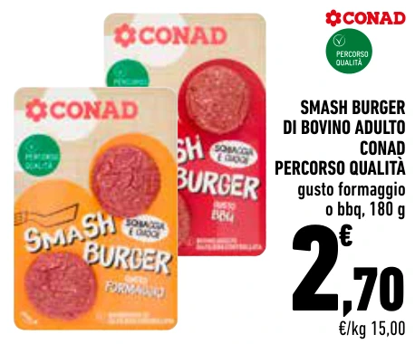 SMASH BURGER DI BOVINO ADULTO CONAD PERCORSO QUALITÀ