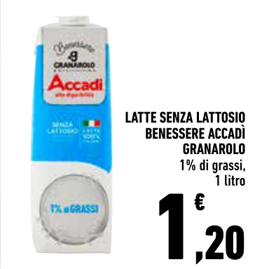 LATTE SENZA LATTOSIO BENESSERE ACCADÌ GRANAROLO