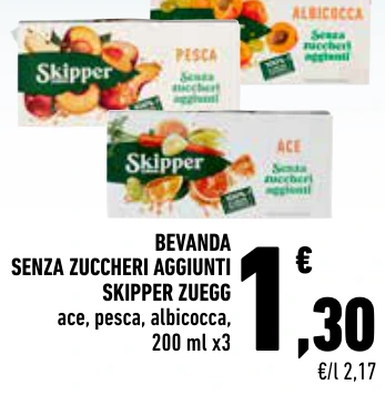 BEVANDA SENZA ZUCCHERI AGGIUNTI SKIPPER ZUEGG