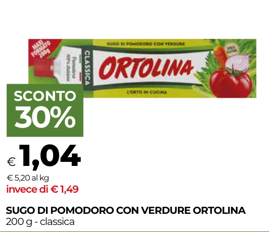SUGO DI POMODORO CON VERDURE ORTOLINA