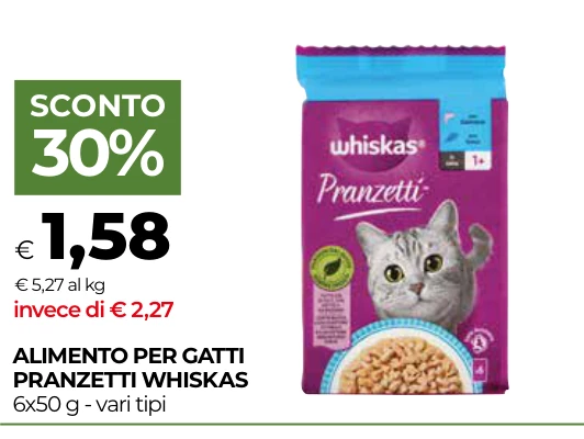 ALIMENTO PER GATTI PRANZETTI WHISKAS
