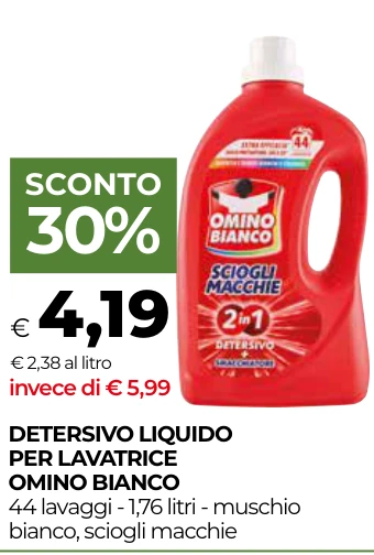 DETERSIVO LIQUIDO PER LAVATRICE OMINO BIANCO
