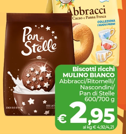 Biscotti ricchi MULINO BIANCO Abbracci/Ritornelli/ Nascondini/ Pandi Stelle