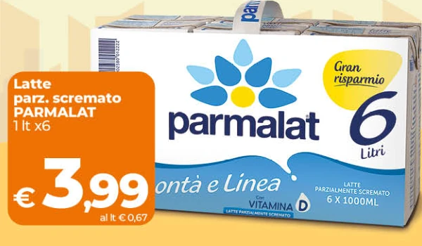 Latte parz. scremato PARMALAT 1 lt x6