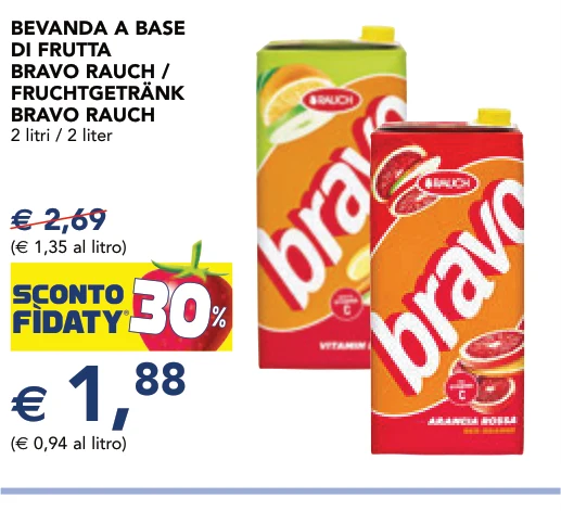 BEVANDA A BASE DI FRUTTA BRAVO RAUCH / FRUCHTGETRÄNK BRAVO RAUCH 2 litri / 2 liter