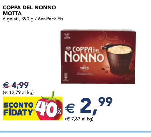COPPA DEL NONNO MOTTA 6 gelati, 390 g / 6er-Pack Eis